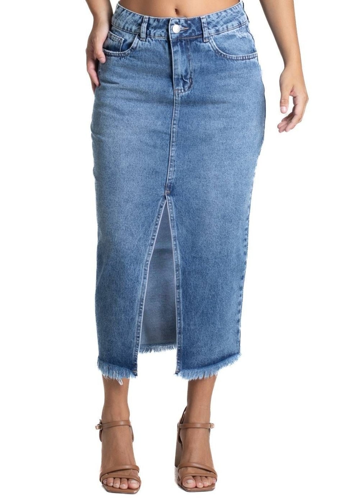 Imagem principal Saia Jeans Sawary Midi - 281991 Sawary azul