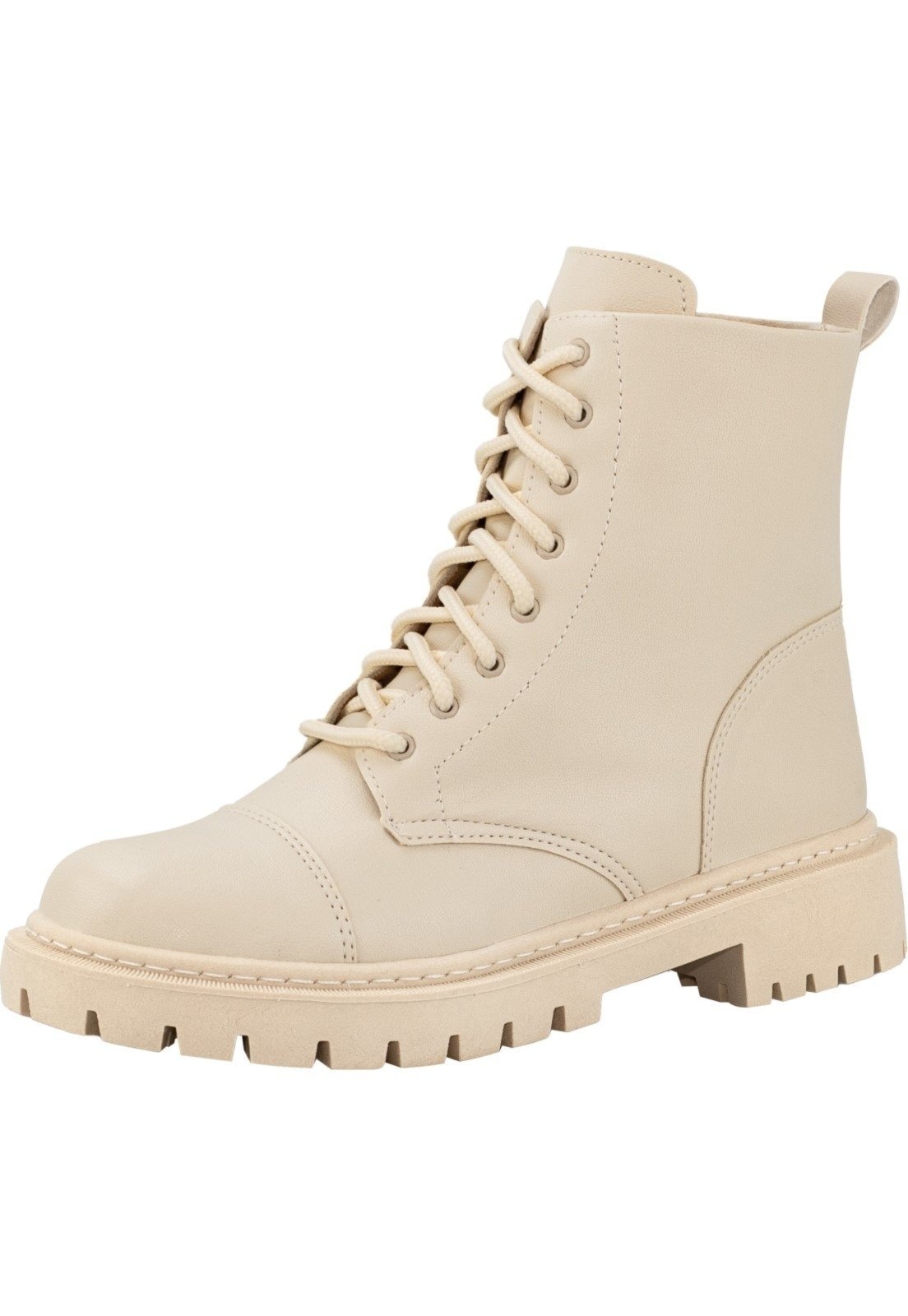 Imagem principal Bota Coturno Feminino Colorido Lumiss Tratorada Blogueira Cano Curto Off White LUMISS off-white white