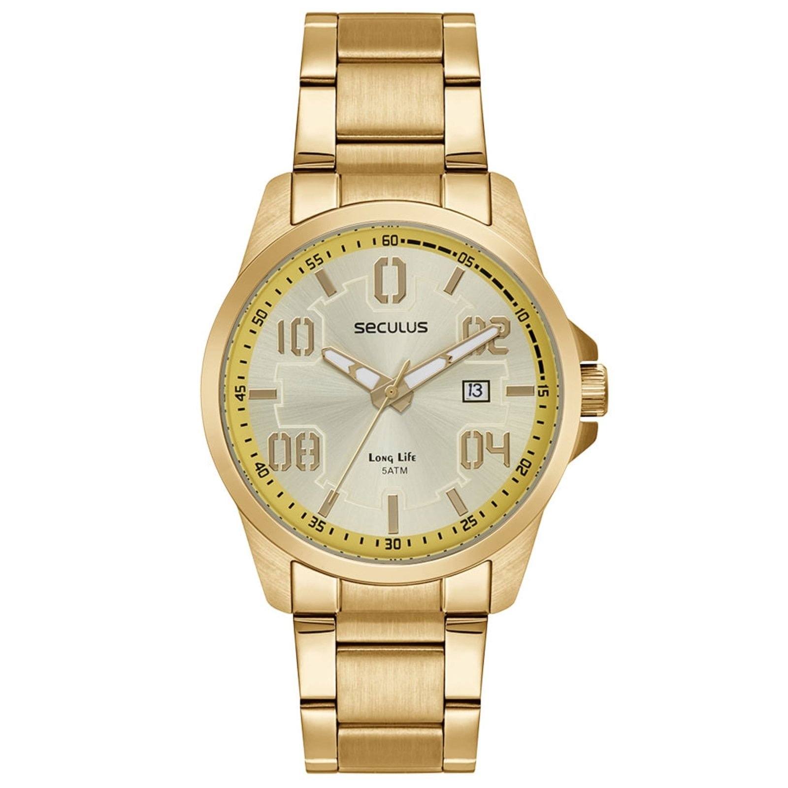 Imagem principal Relógio Masculino com Calendário e Detalhes Seculus dourado