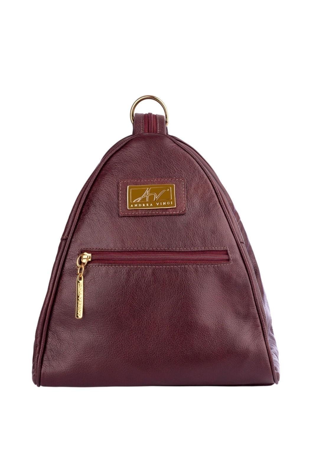 Imagem principal Mochila de couro liso 2 em 1 Malu - Marsala Andrea Vinci vermelho