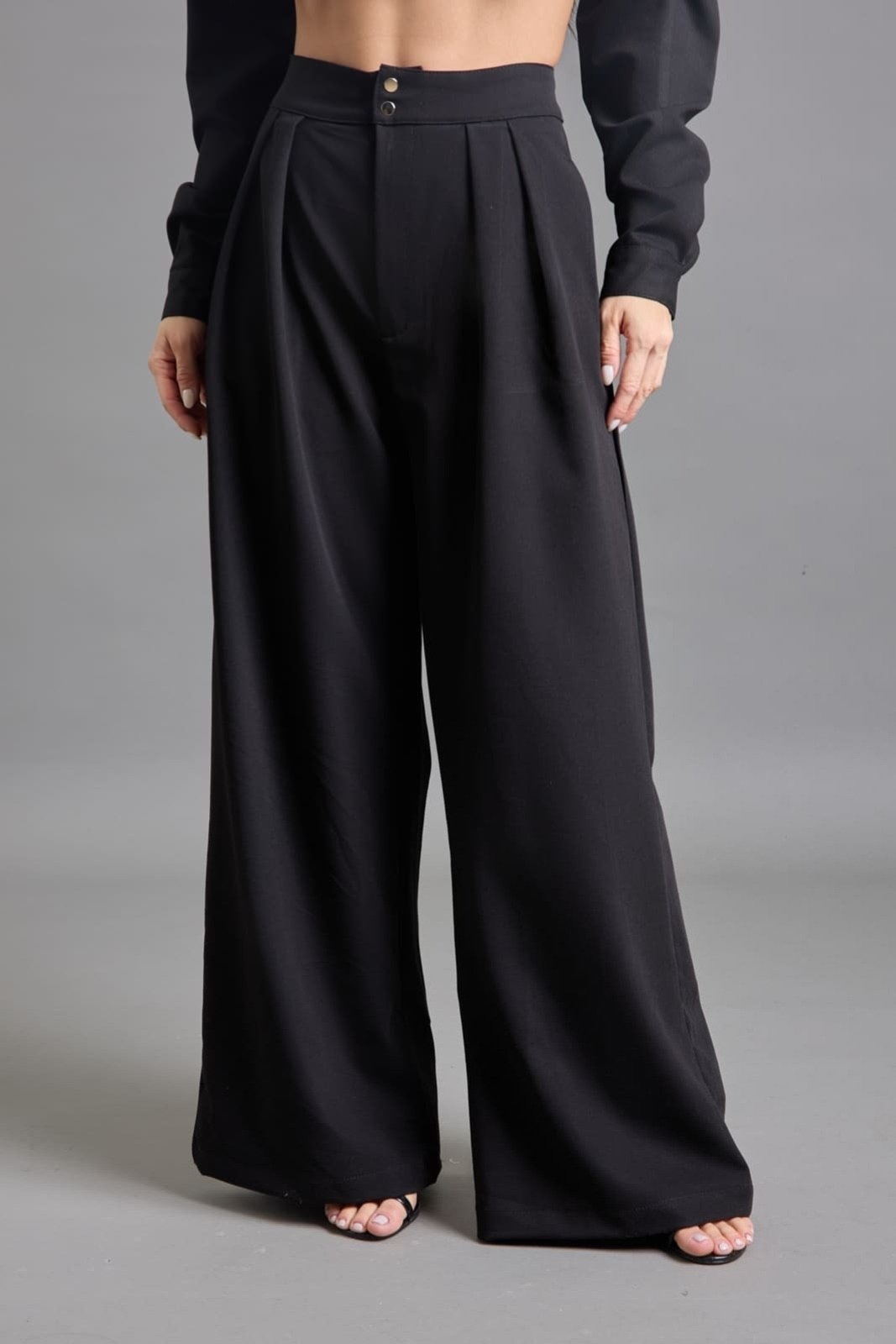 Imagem principal Calça Em Poliéster Feminino Com Botões de Pressão Dialogo DIALOGO preto