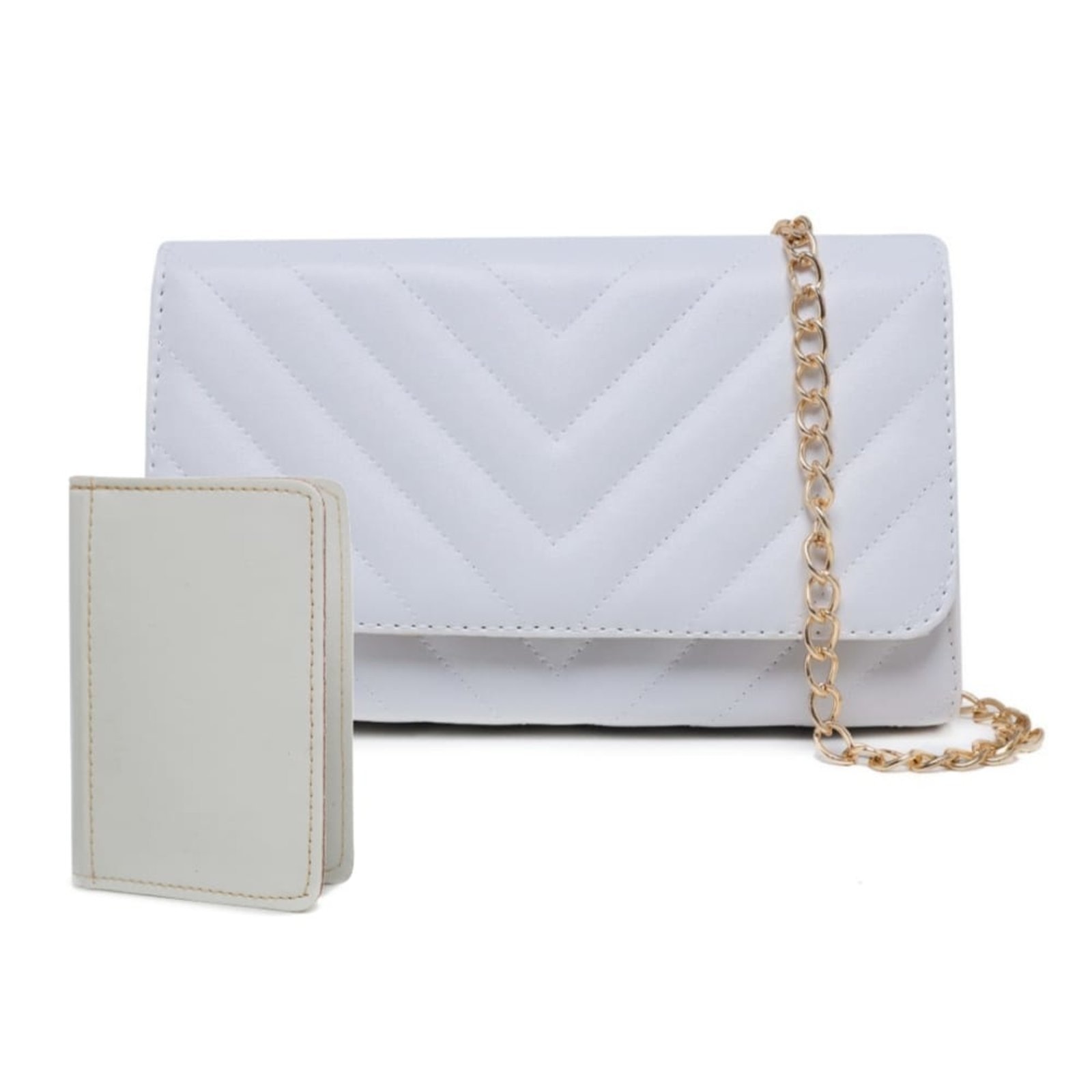 Imagem principal Kit Bolsa Clutch Matelasse Carteira Branca CARMELO SHOES branco