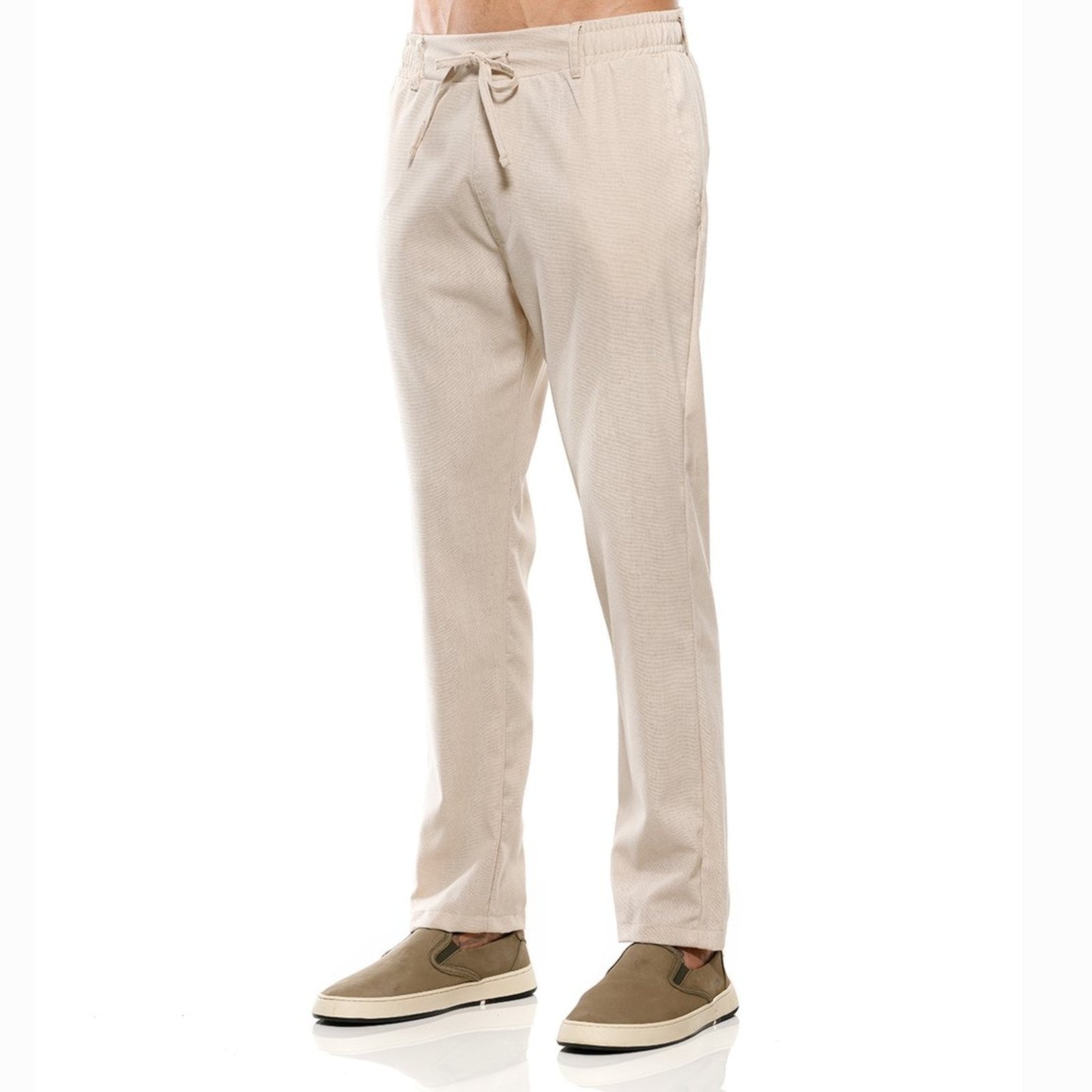 Imagem principal Calça Linho Masculina Diferenciada VLCS VLCS VIOLAÇÕES bege