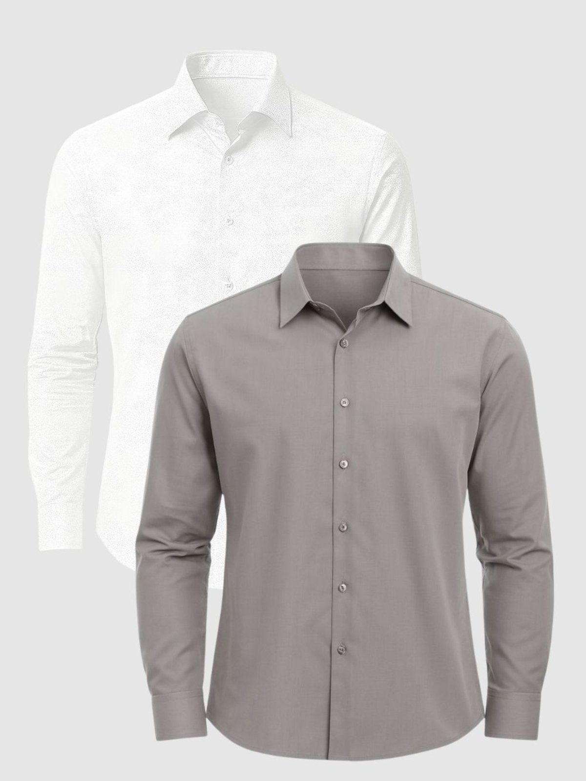 Imagem principal Kit 2 Camisas Social Masculina Manga Longa Crocker Cinza e Branca - 50077 Crocker multicolorido