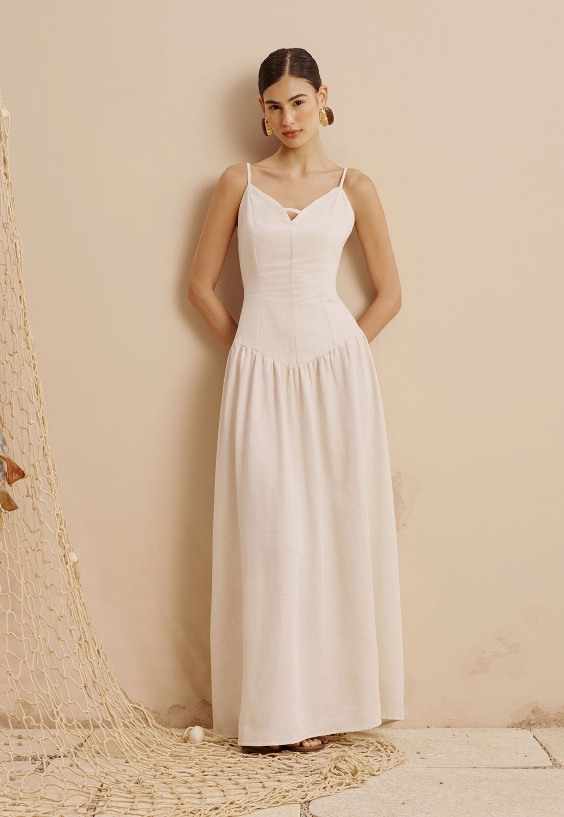 Imagem principal Vestido Longo Drop Waist CaCay verde militar