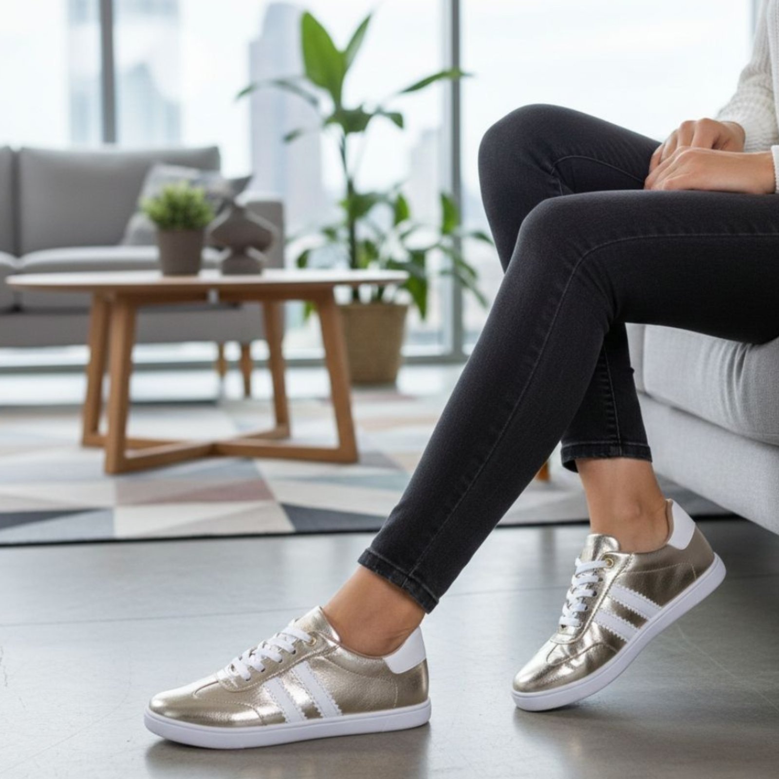 Imagem principal Tênis Feminino Casual Clássico Retrô Metalizado ROMEU E JULIETA SHOES dourado