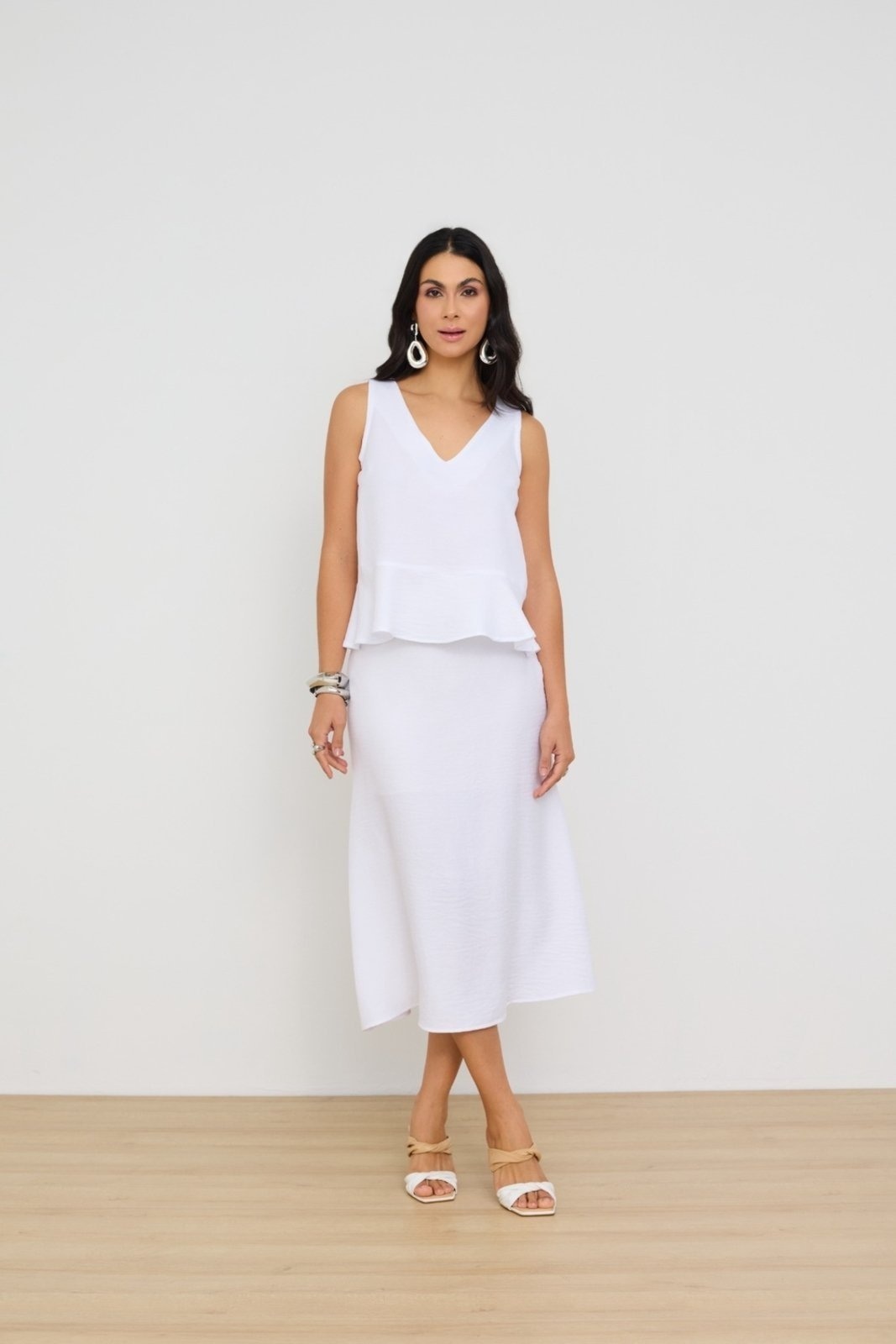 Imagem principal Saia Vanibele Midi Branca Vanibele branco