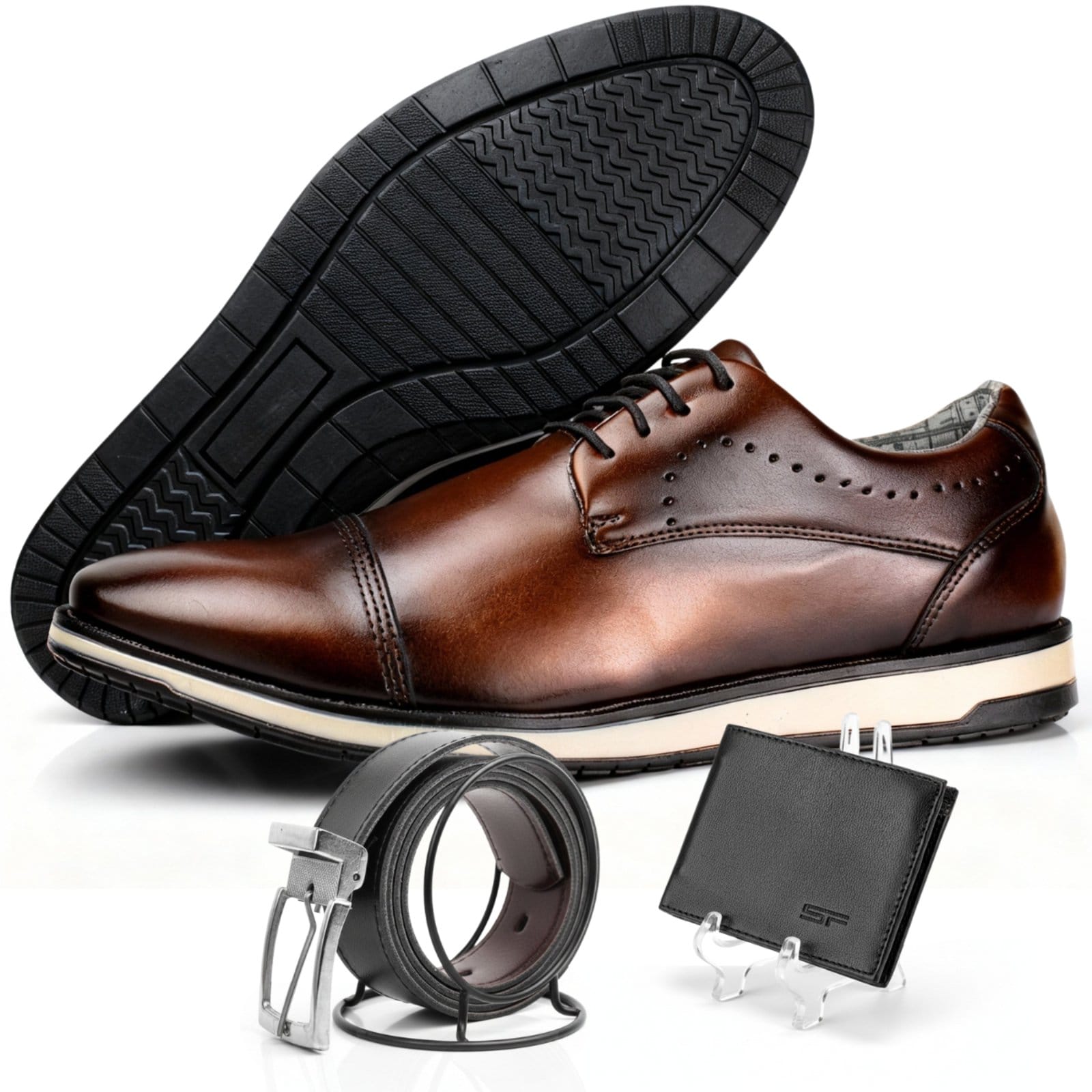 Sapato Social Oxford Masculino Reveillon Sapatofran Com Carteira e Cinto