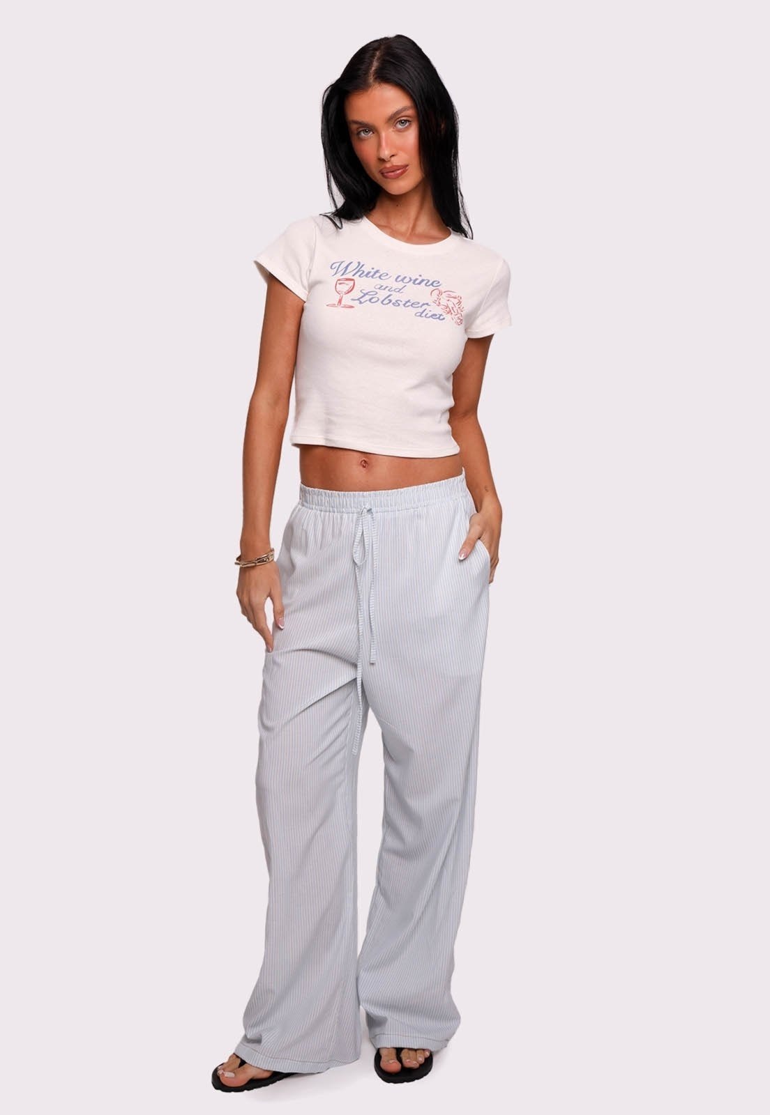 Imagem principal calça listrada celeste Listrado mundololita azul