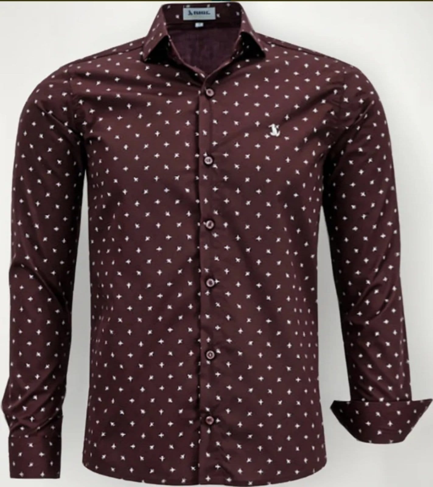 Camisa Social Amil Comfort Park Estampado Poliéster Macia Fácil de Passar Manga Longa Cor03