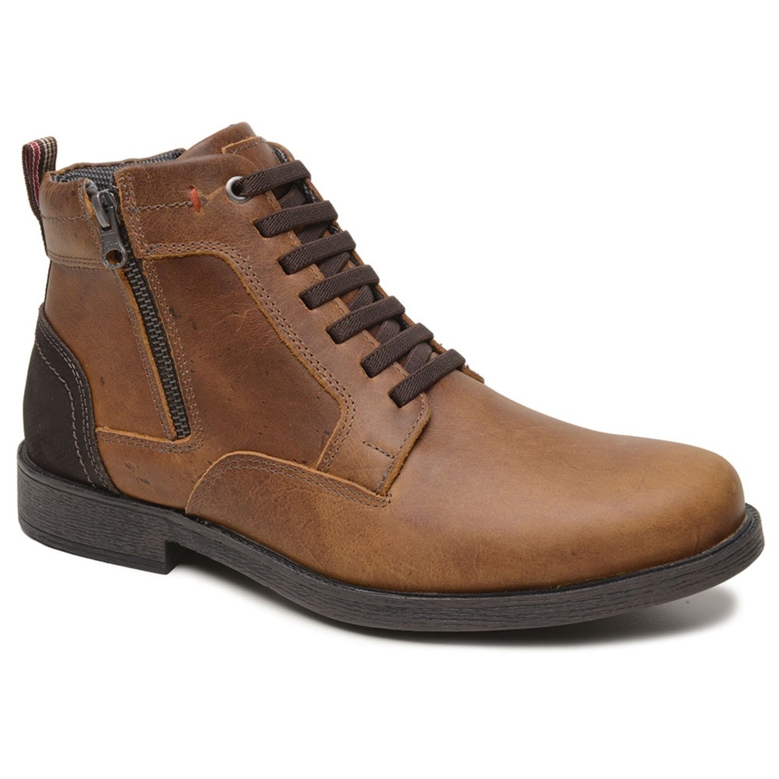 Imagem principal Coturno Masculino Bota Em Couro Com Ziper Macio Ultra Leve Mostarda super shoes marrom