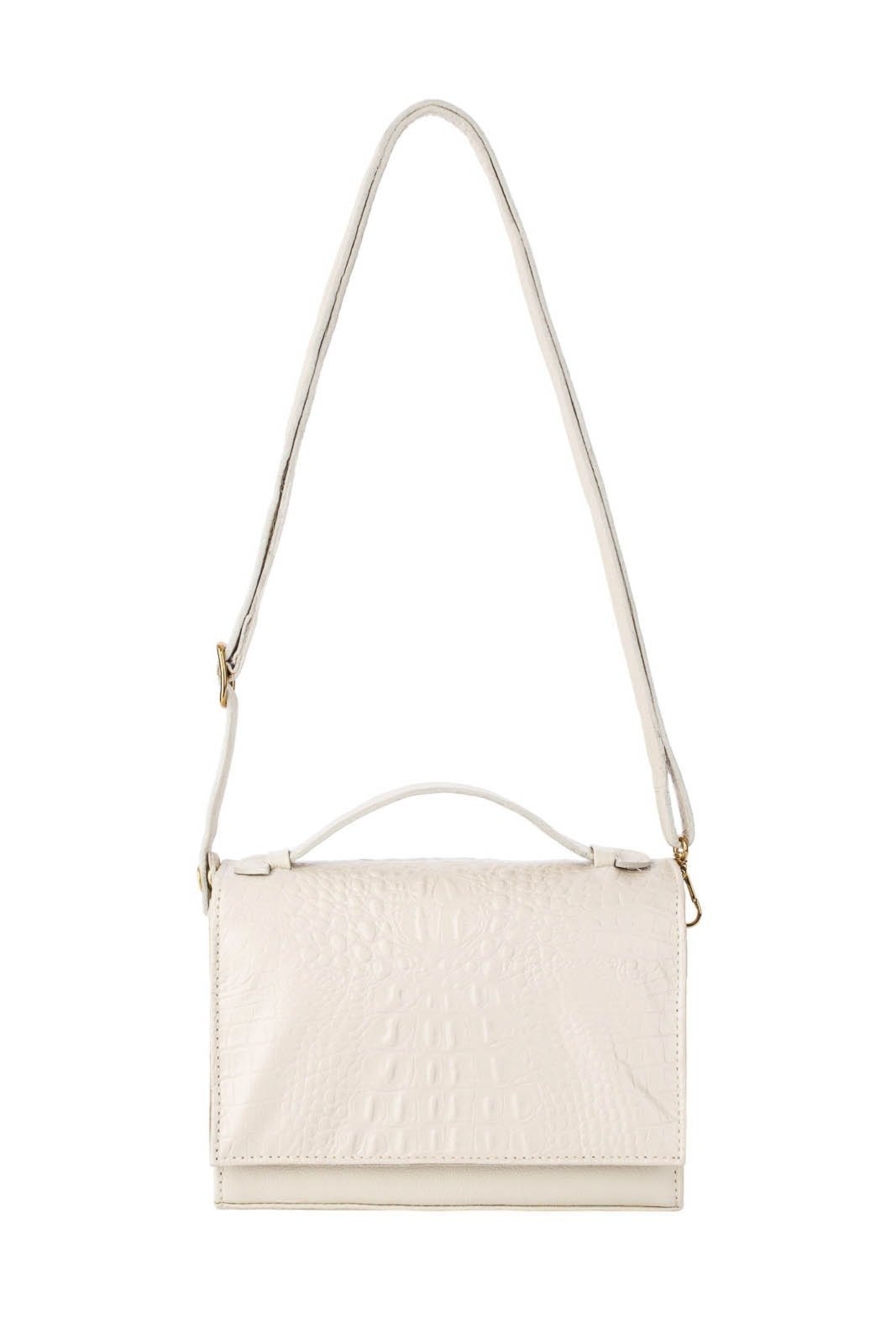 Imagem principal Bolsa pequena transversal de couro croco Deise - Marfim Andrea Vinci vermelho