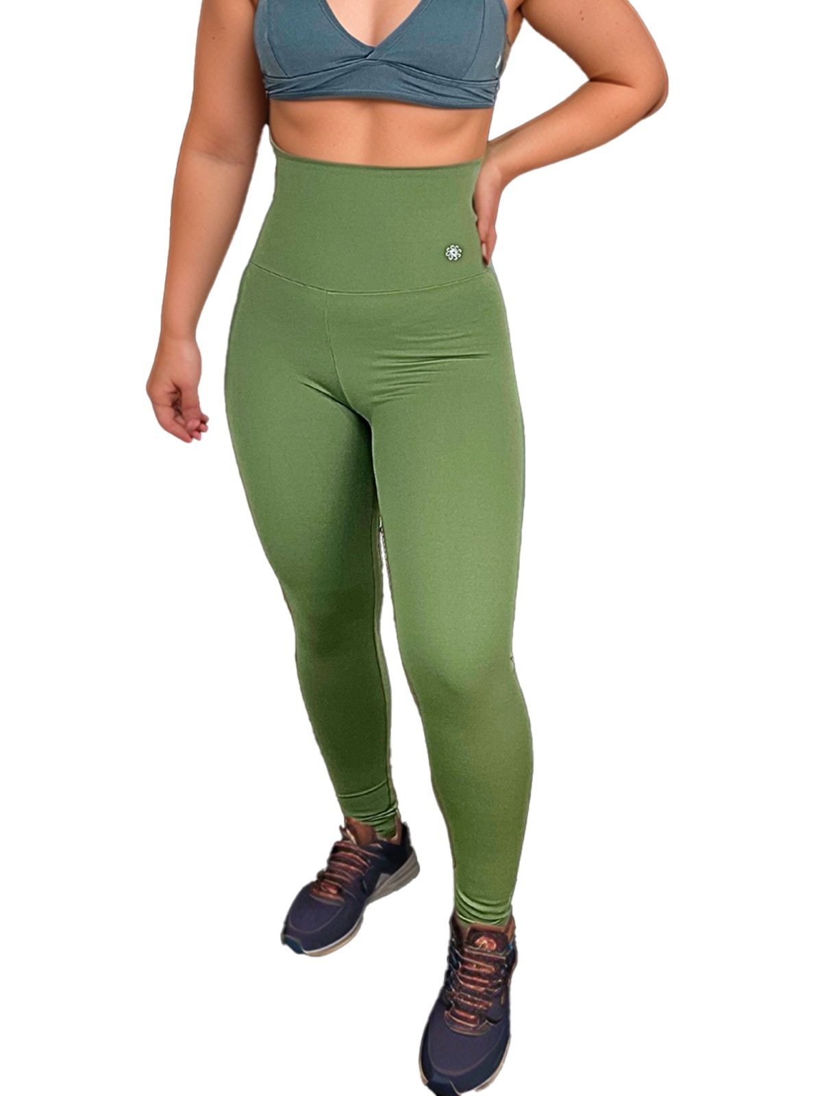 Imagem principal Calça Legging Suport Fitness Cintura Alta Cós de Compressão Tecido Emana uv50+ Suport Fitness verde/verde militar/verde oliva