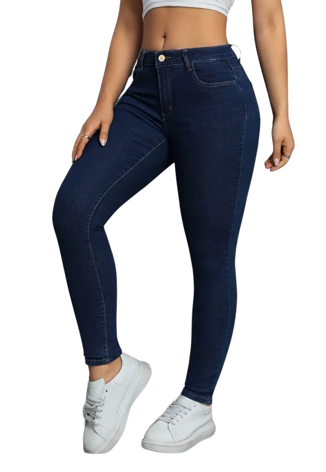 Imagem principal Calça Jeans Premium Skinny Feminina Cintura Alta com Elastano Lavagem Escura Premium ED E A E JEANS azul/azul marinho