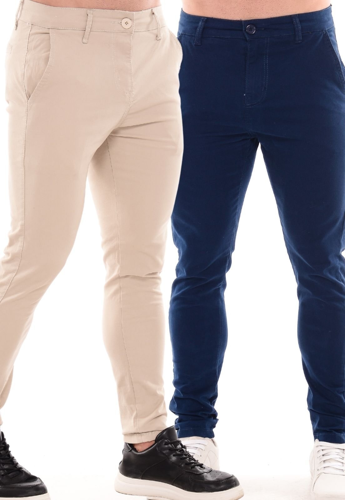 Imagem principal Kit 2 Calças Sarja Masculina Mys Jeans Confortável e Estilosa e Bege Ethereal Jeans azul