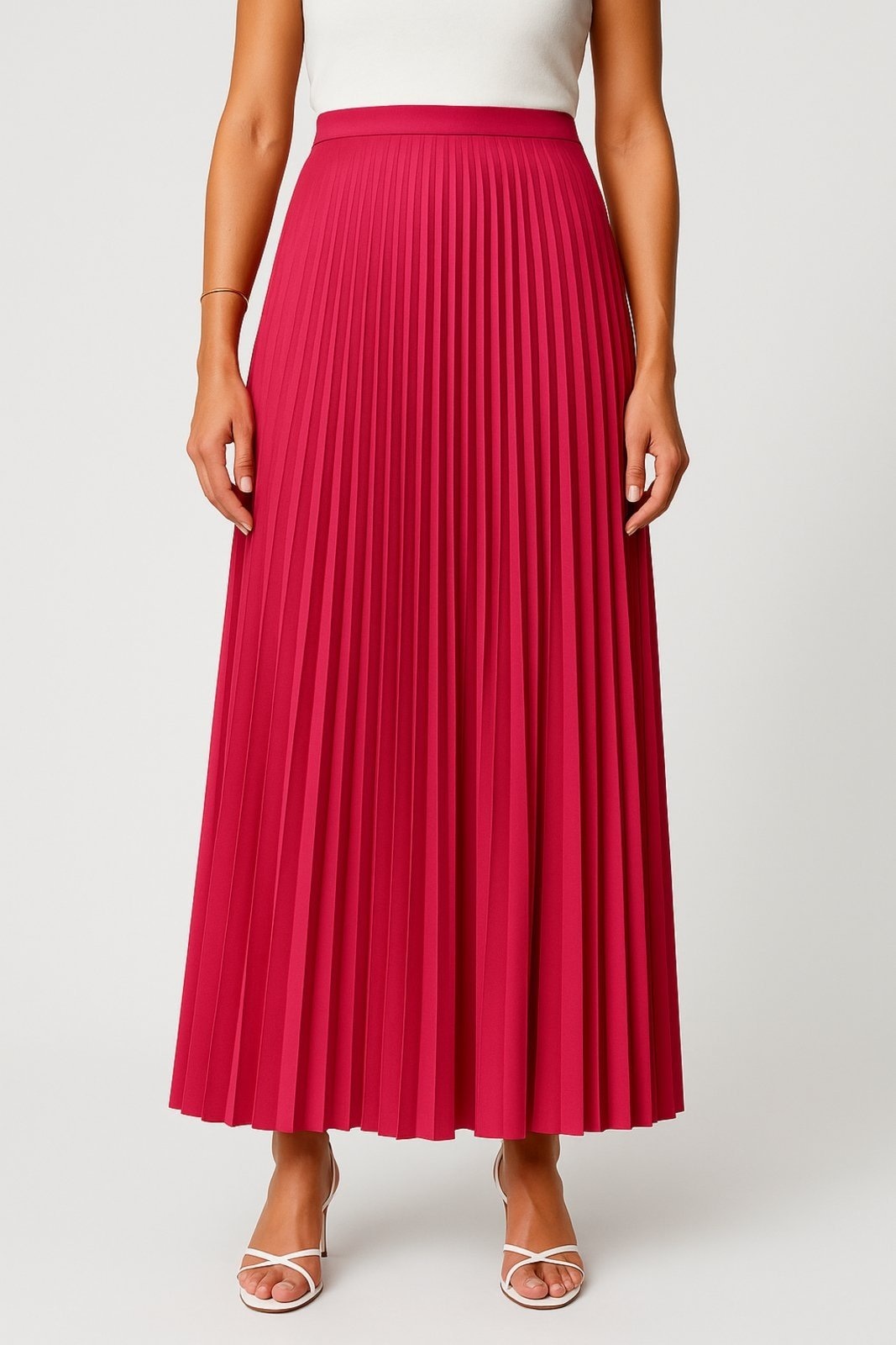 Imagem principal Saia Longa Plissada D Bell Outlet Fashion Forrada Lisa Evangélica Cintura Alta D BELL OUTLET FASHION rosa