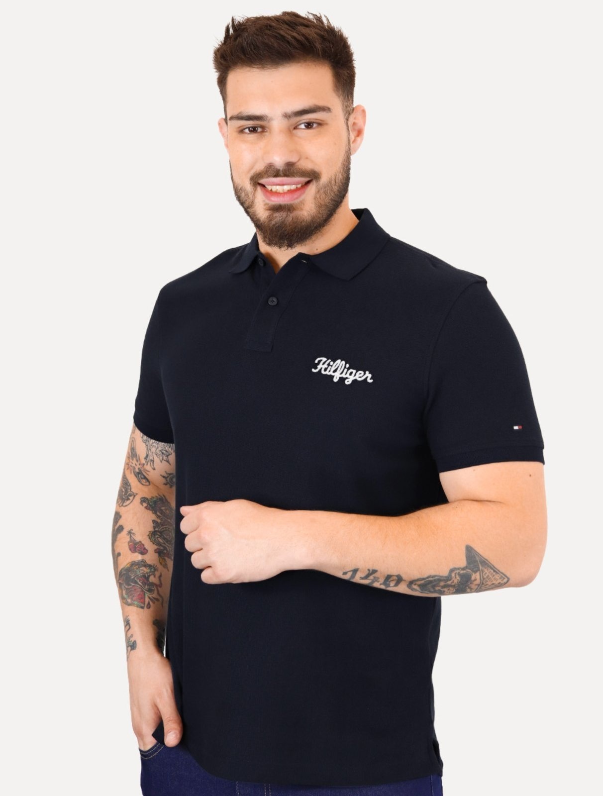 Imagem principal Polo Tommy Hilfiger Masculina Regular Piquet Graphic Icon Embroidery Tommy Hilfiger azul marinho