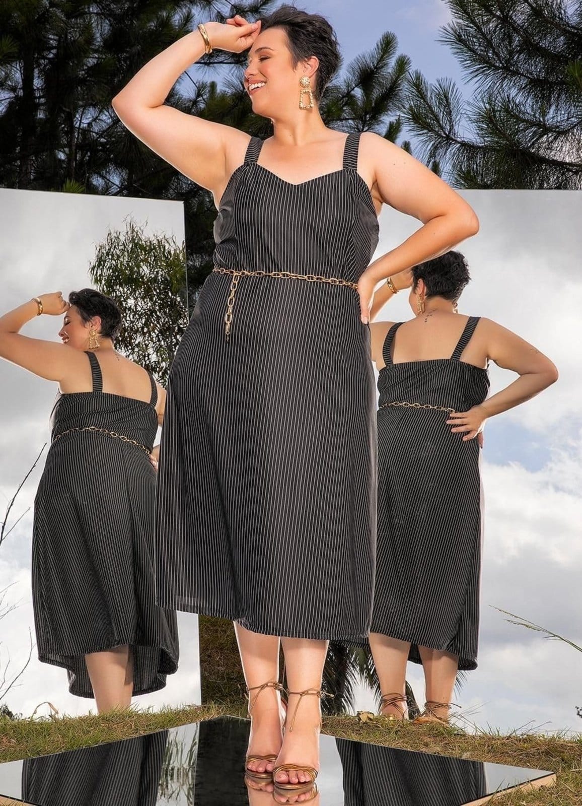 Vestido Em Malha Fio Tinto