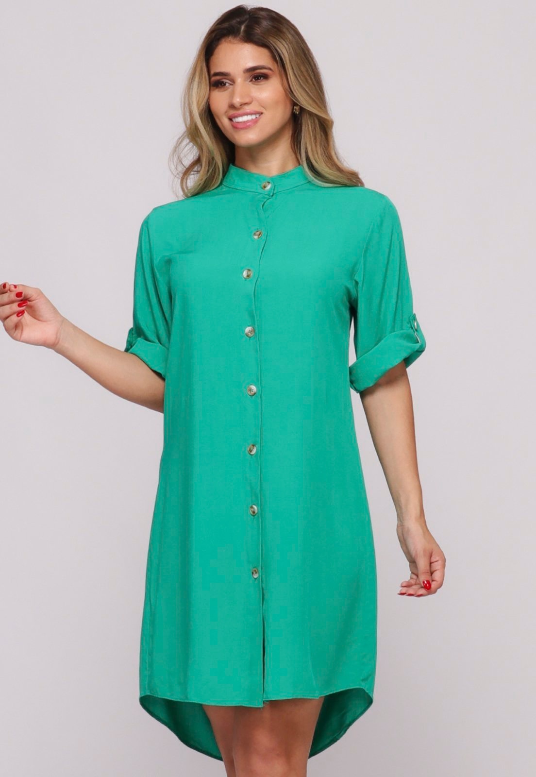 Imagem principal Vestido Chemise Botões M/C B’Bonnie Vitória Bandeira BBonnie verde