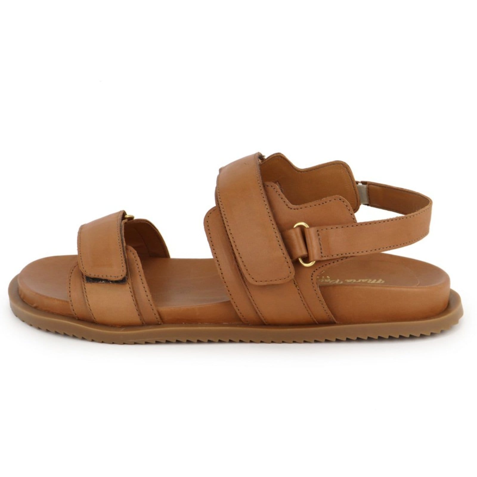Sandália Papete Feminina Lacre Tratorada Flatform em Couro Maria Paula Camel