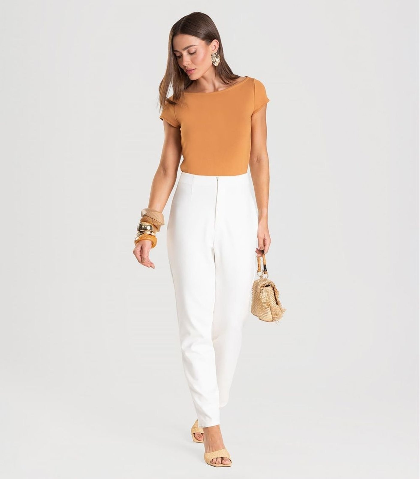 Imagem principal Calça Feminina em Malha Ponto Roma Dianna Dianna bege