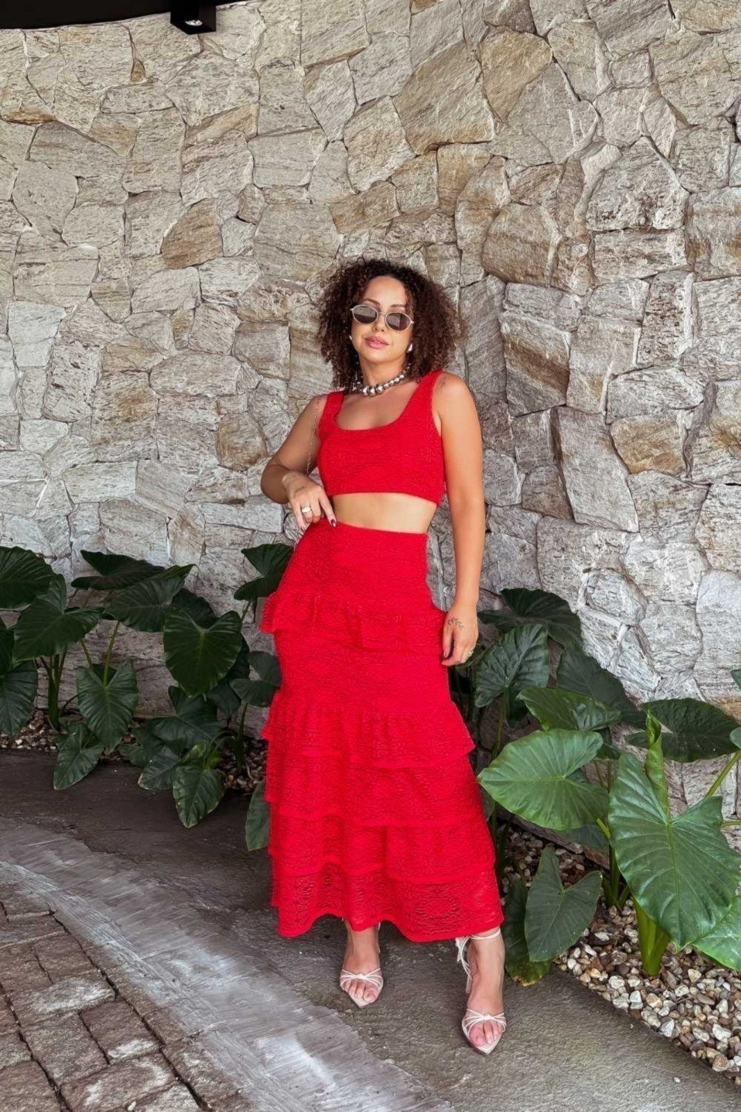 Imagem principal Saia Vanibele Renda Vermelha Vanibele vermelho