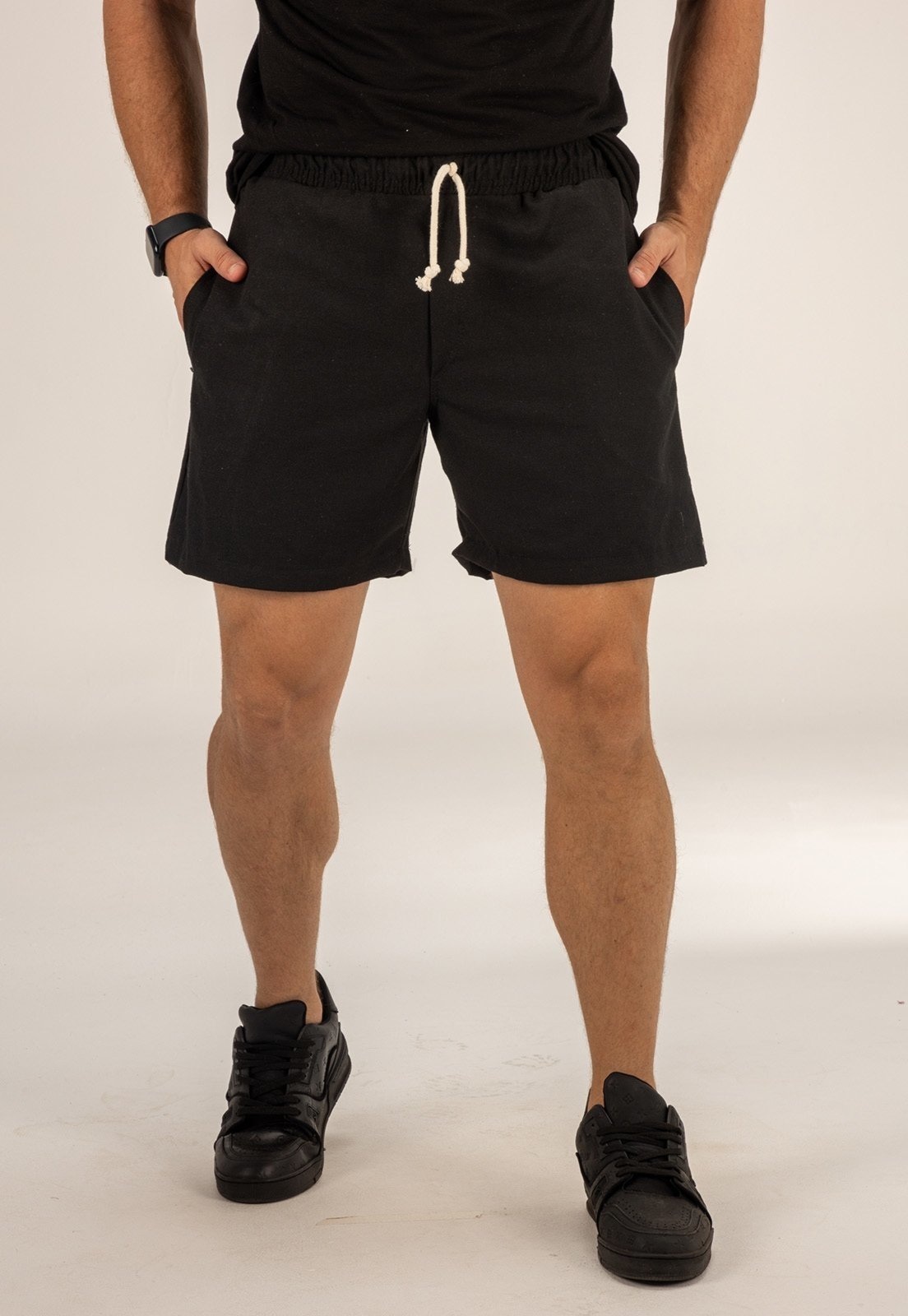 Imagem principal Short Linho Masculino Premium Dulk Bermuda Mauricinho com Bolso Dulk preto