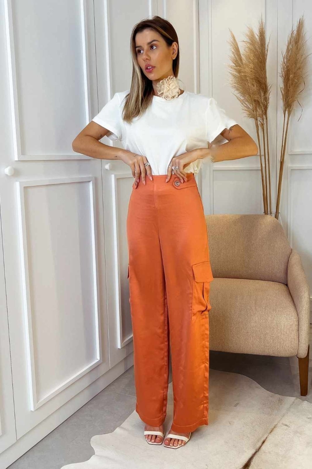 Imagem principal Calça Vanibele Cargo Salmão Vanibele rosa