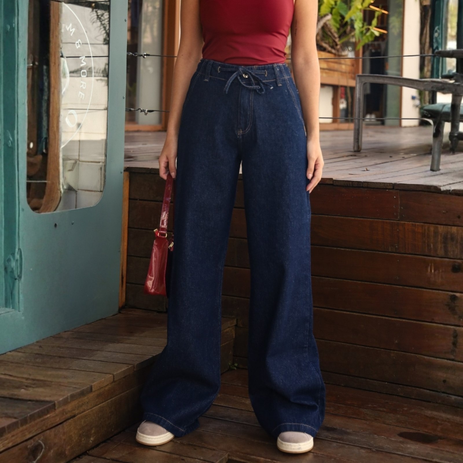 Imagem principal Calça Jeans Wide Leg Cos Com Elastico e Cordão Feminina Revanche Barbalisso Revanche unico