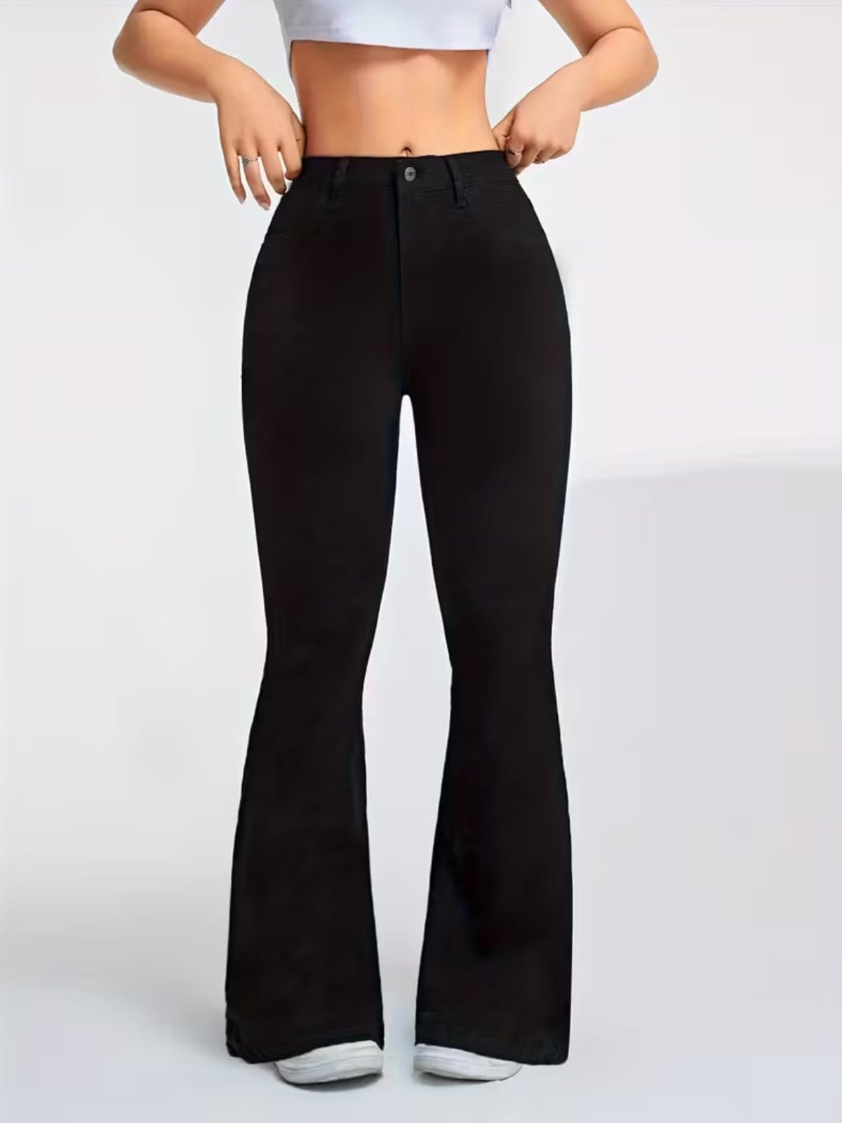 Calça Flare Alpha Street Wear Preta Feminina Cintura Alta e Caimento Perfeito