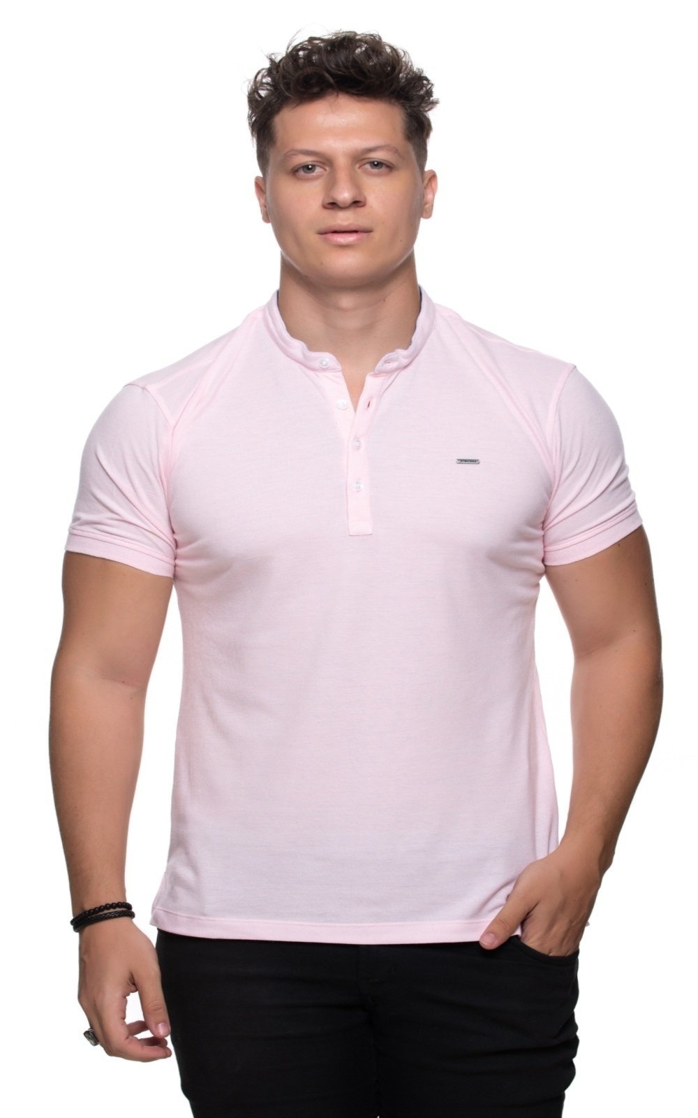 Imagem principal Camisa Gola Padre Aburguesia Slim Fit Claro Slim Fit Alfaiataria Burguesia rosa