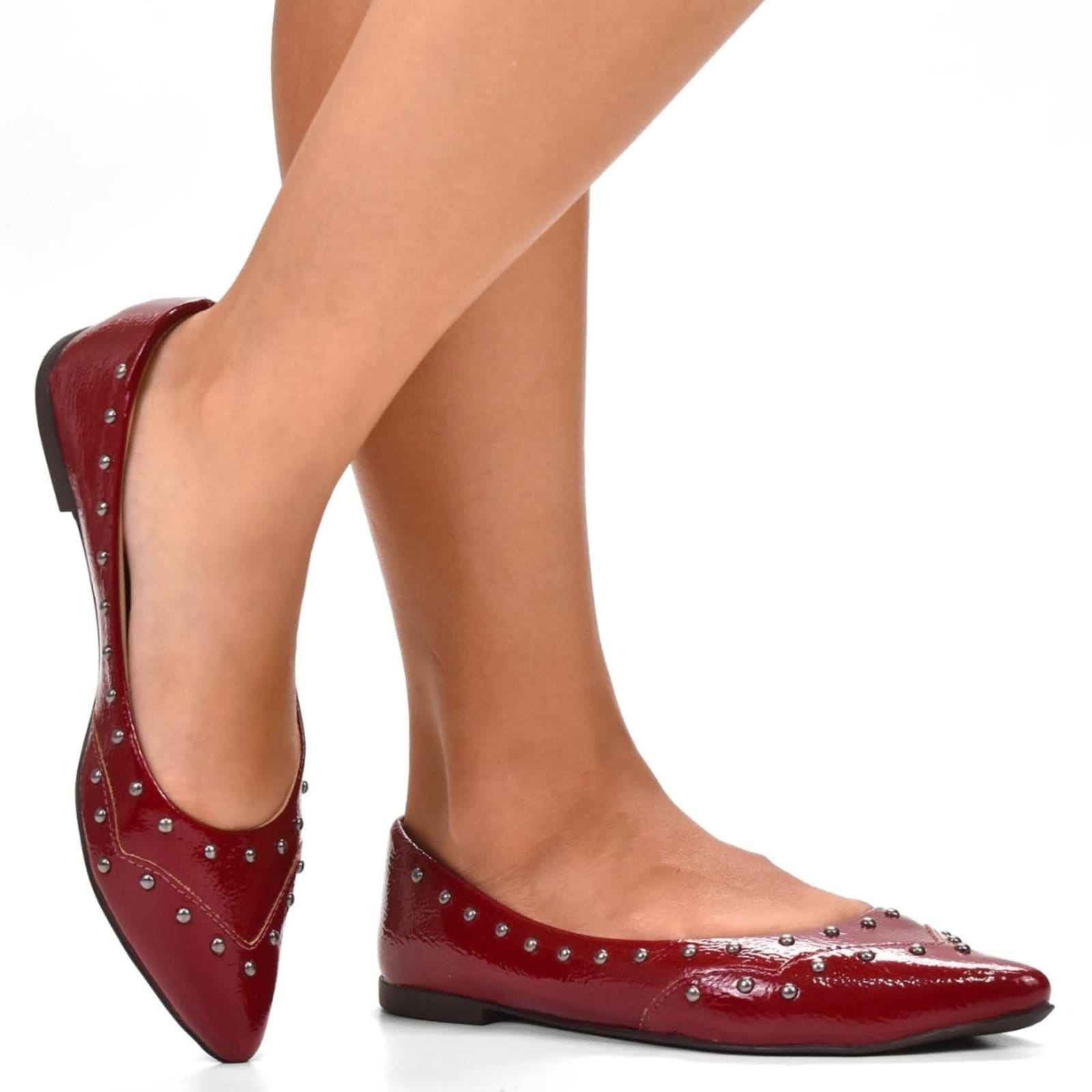 Sapatilha feminina confortável casual moderna spikes VZ Molhado Malbec