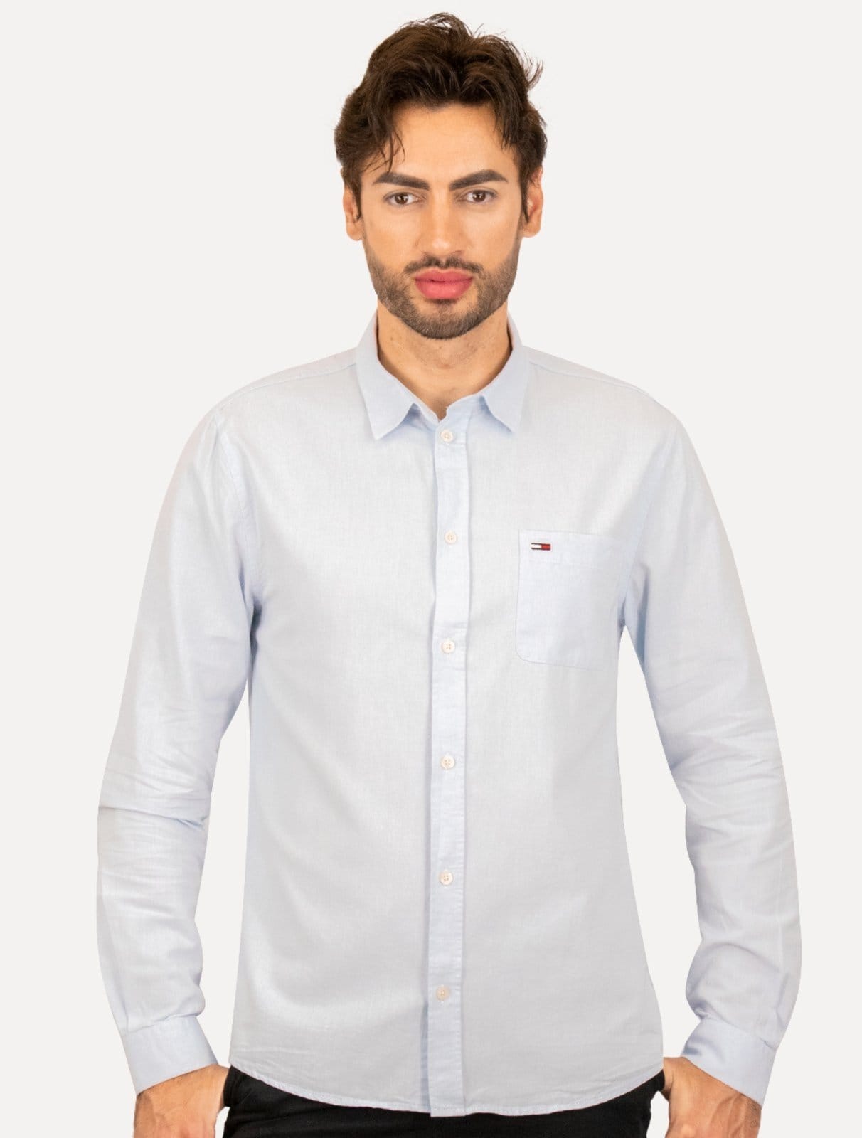 Camisa Tommy Jeans Masculina Regular Classic Oxford Pocket Claro