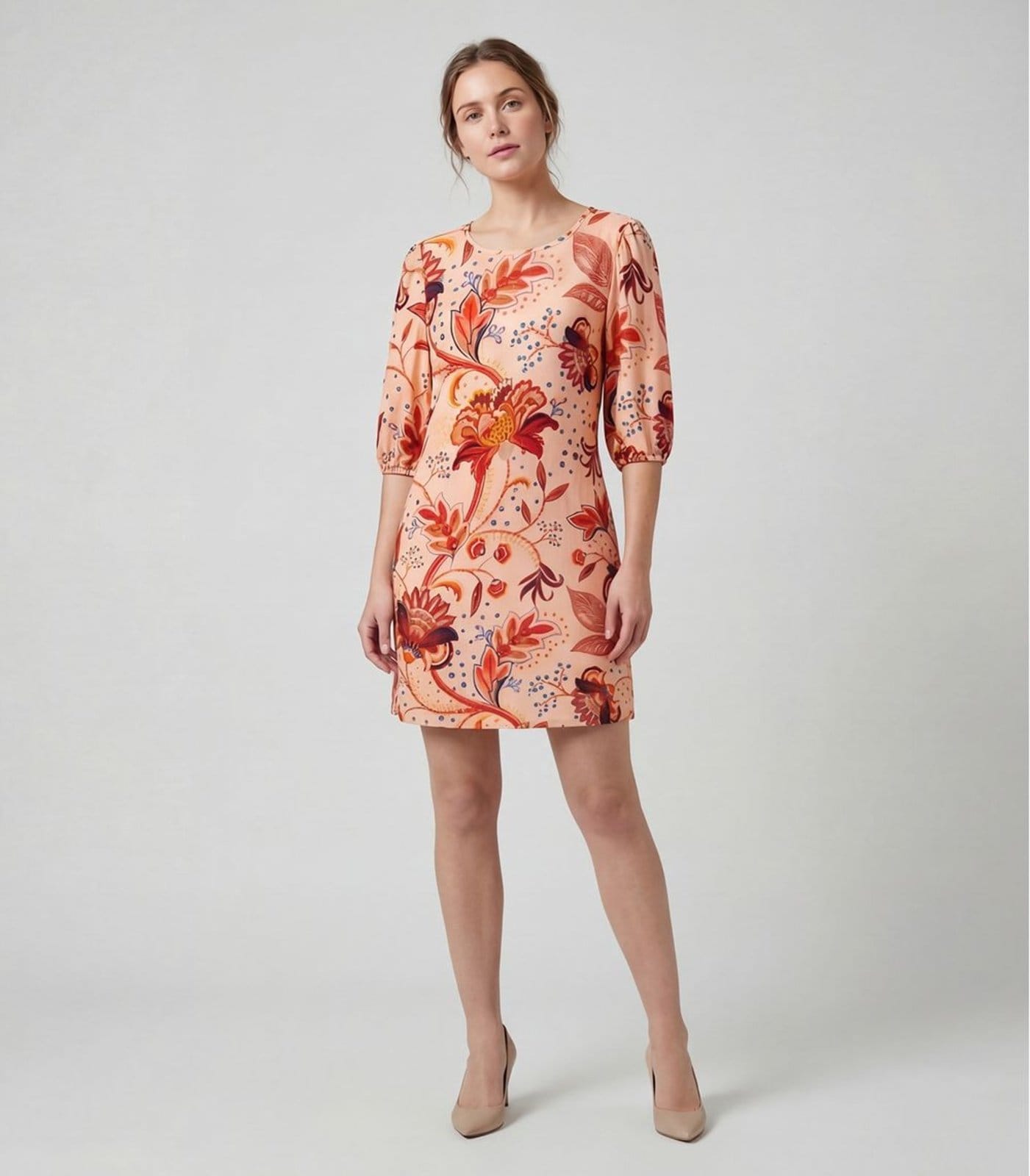 Vestido Midi Com Manga Flare 3/4 Infinita Cor