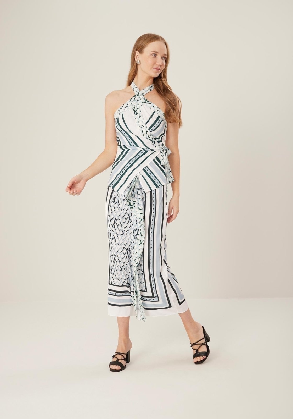 Imagem principal Saia Lez a Lez Midi Estampada Com Cintura Alta E Zíper Posterior Lez a Lez azul