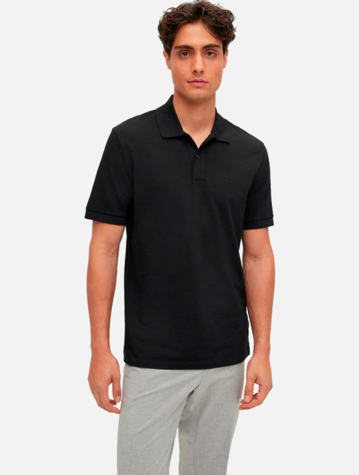 Polo Hugo Boss Masculina Regular Pallas Preta