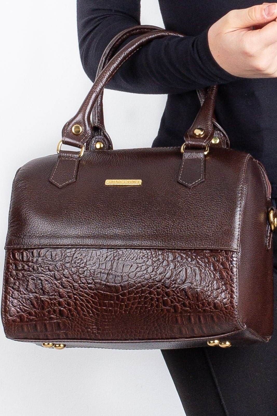 Imagem principal Bolsa Andrea Vinci Baú De Mão Em Couro Liso Sthefani - Café Andrea Vinci caramelo