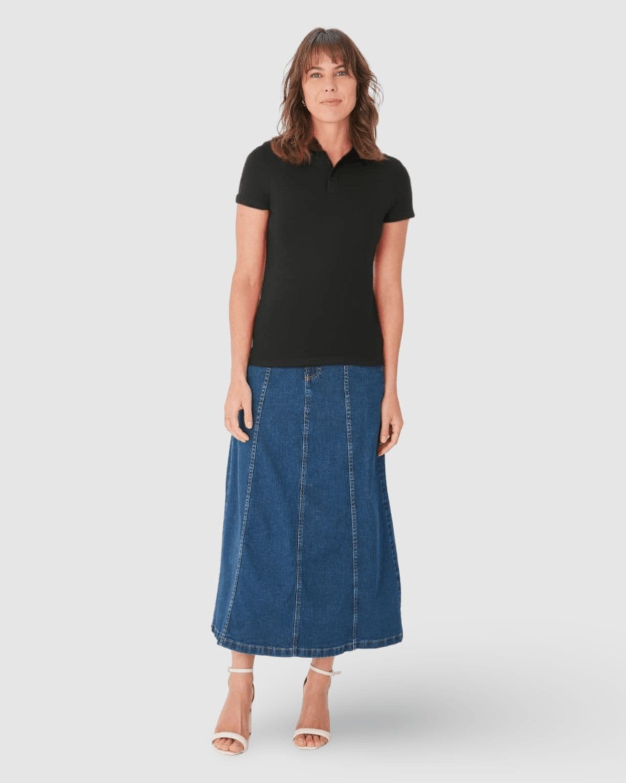 Blusa Polo Básica Feminina Com Peitilho Em Piquet Stretch