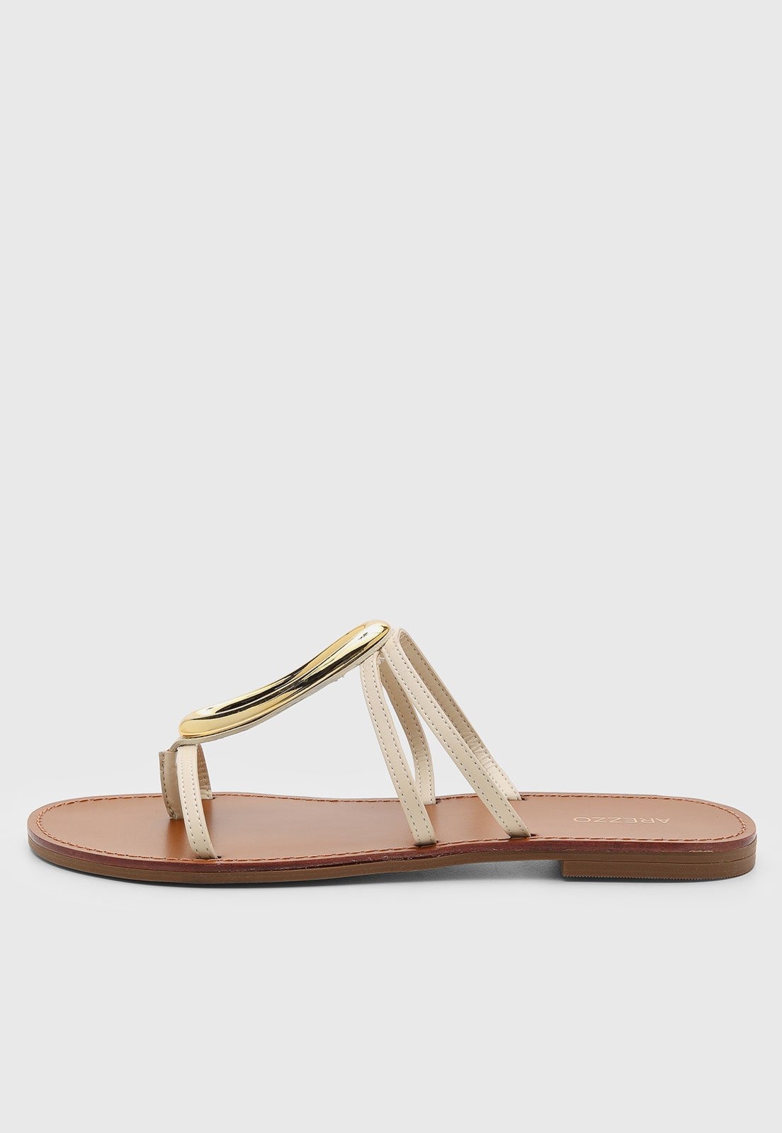 Imagem principal Rasteira Feminina Arezzo Tiras Metálicas Off-White Arezzo off-white white