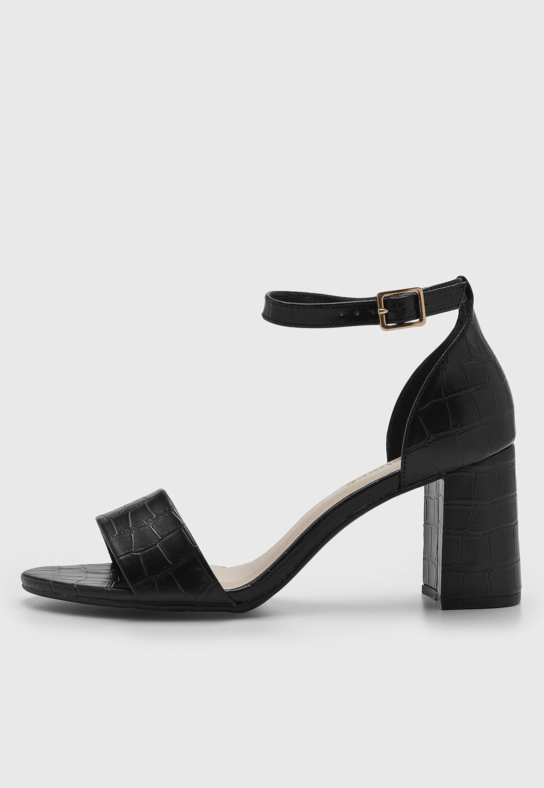 Imagem principal Sandália Feminina cê Salto Alto Croco Preta BEBECÊ preto