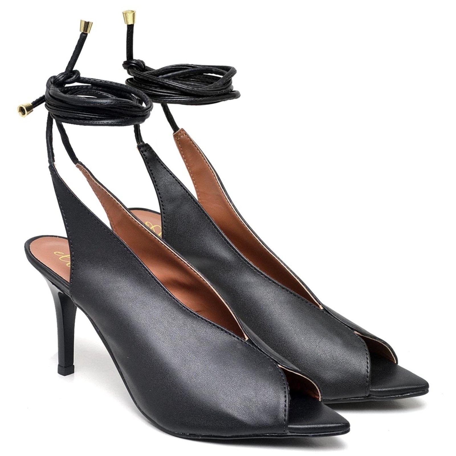 Imagem principal Sandália Salto Alto Bico Folha Napa Ella's ZAFREM preto