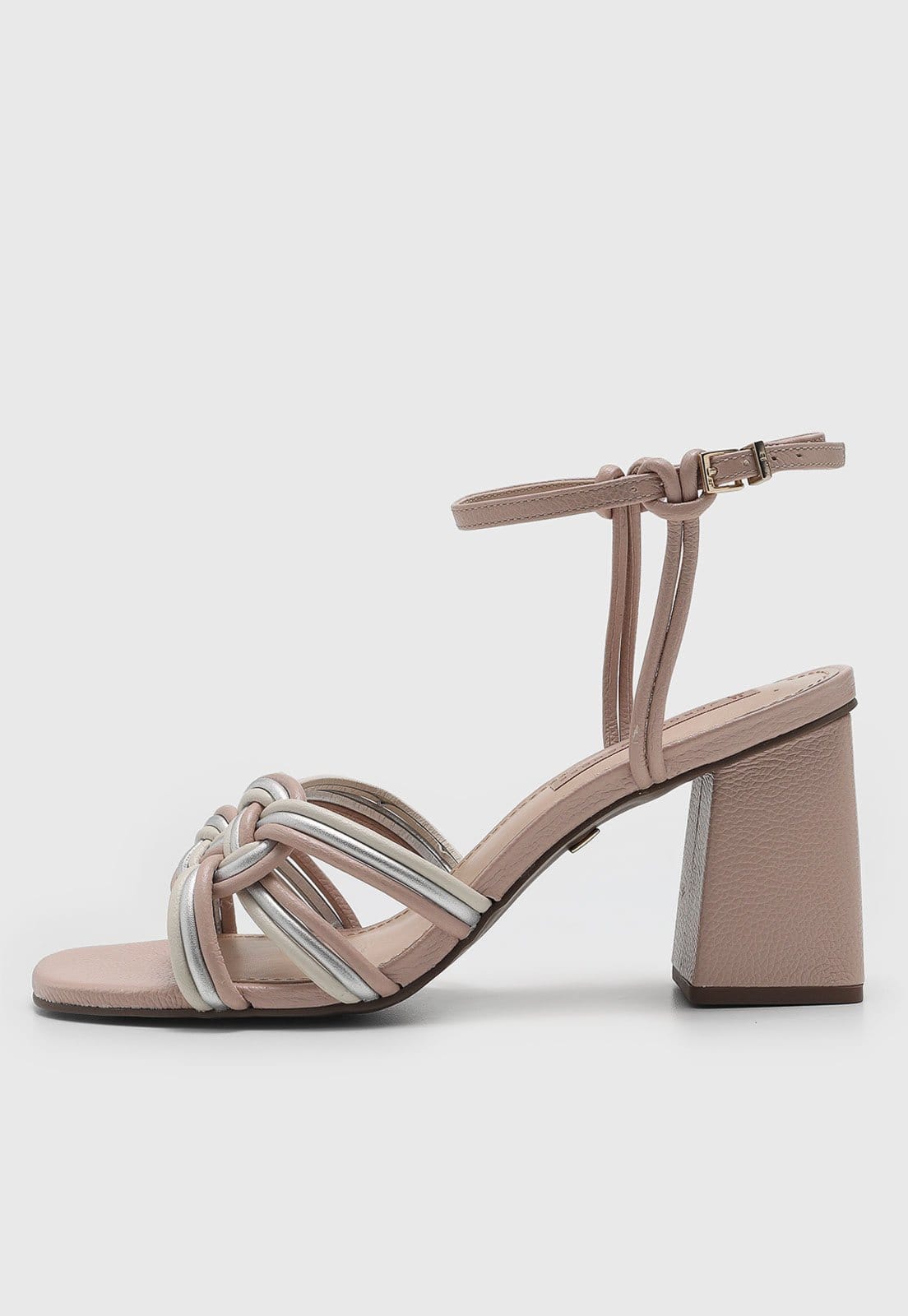 Sandália Feminina Jorge Bischoff Salto Bloco Metalizada