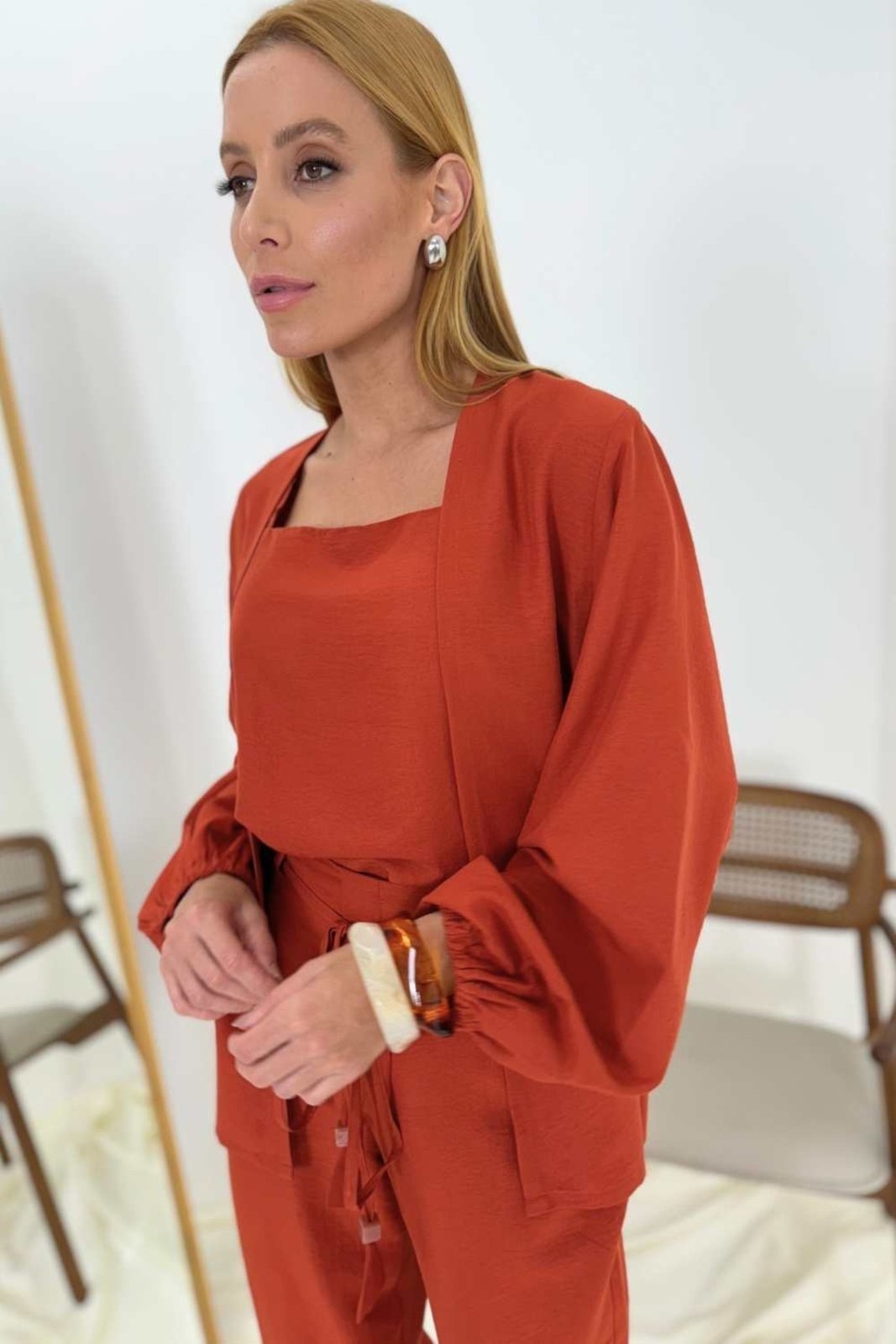 Imagem principal Cardigan Vanibele Crepe Terracota Vanibele caramelo