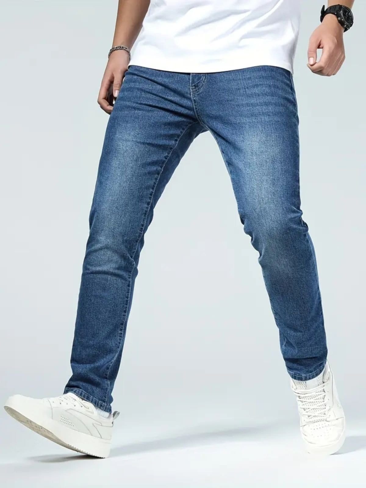 Calça Jeans Masculina Kovali Slim Fit Com Elastano Moderna Confortável Para O Dia A Dia Escuro