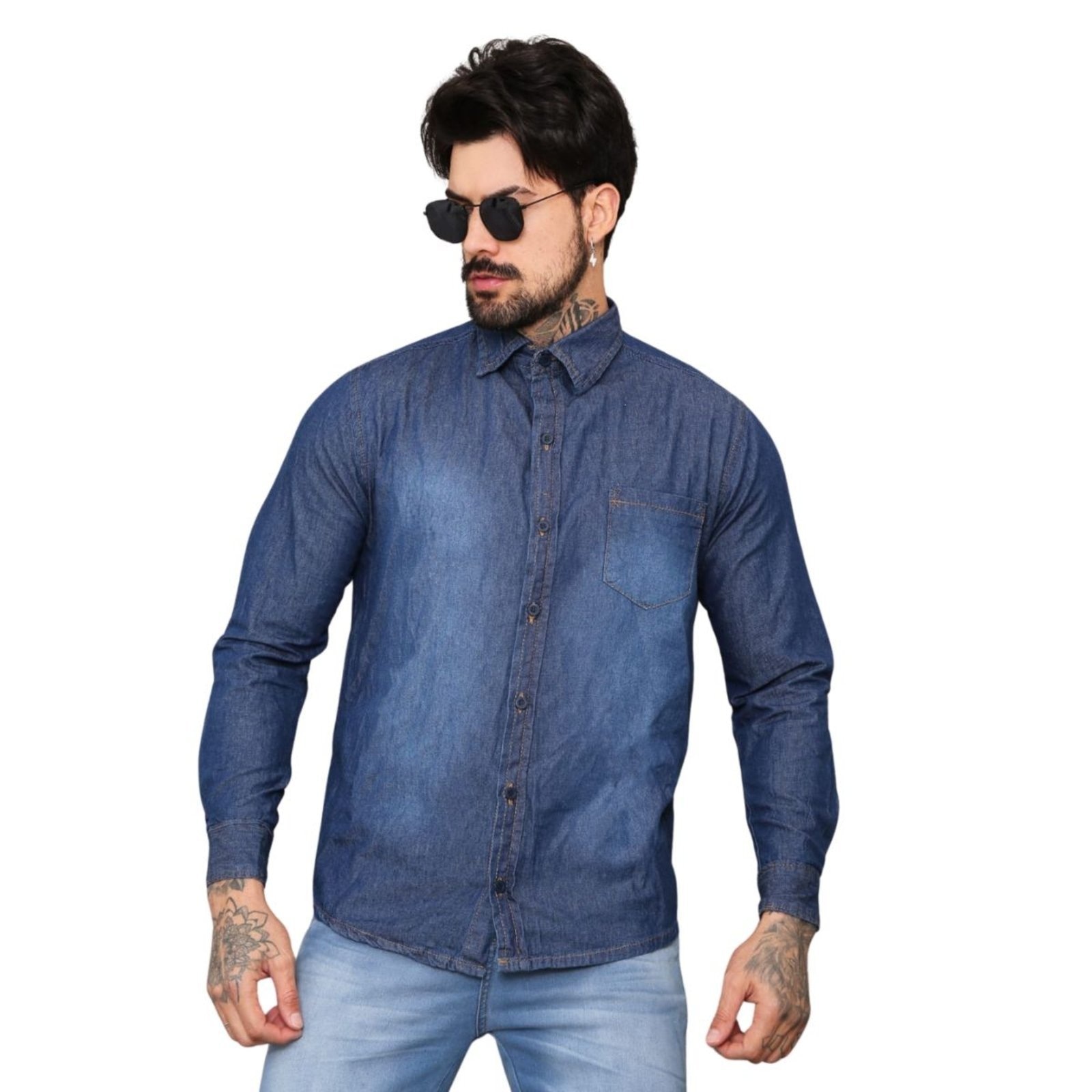 Imagem principal Camisa Masculina Jeans Escuro Jeans Loka azul