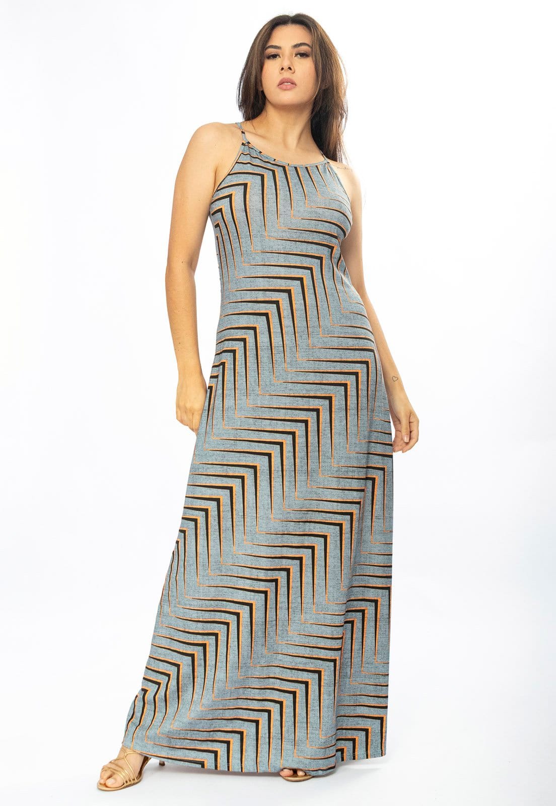 Vestido Longo Cabanafree Malha Trapézio Murici