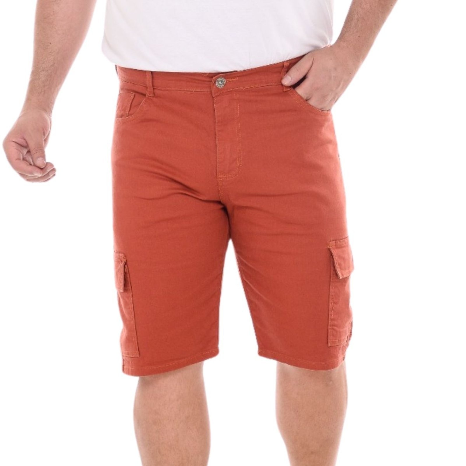 Imagem principal Bermuda Cargo Masculina Alleppo Jeans Collor Jamaica Ferrugem Plus Size Alleppo Jeans laranja